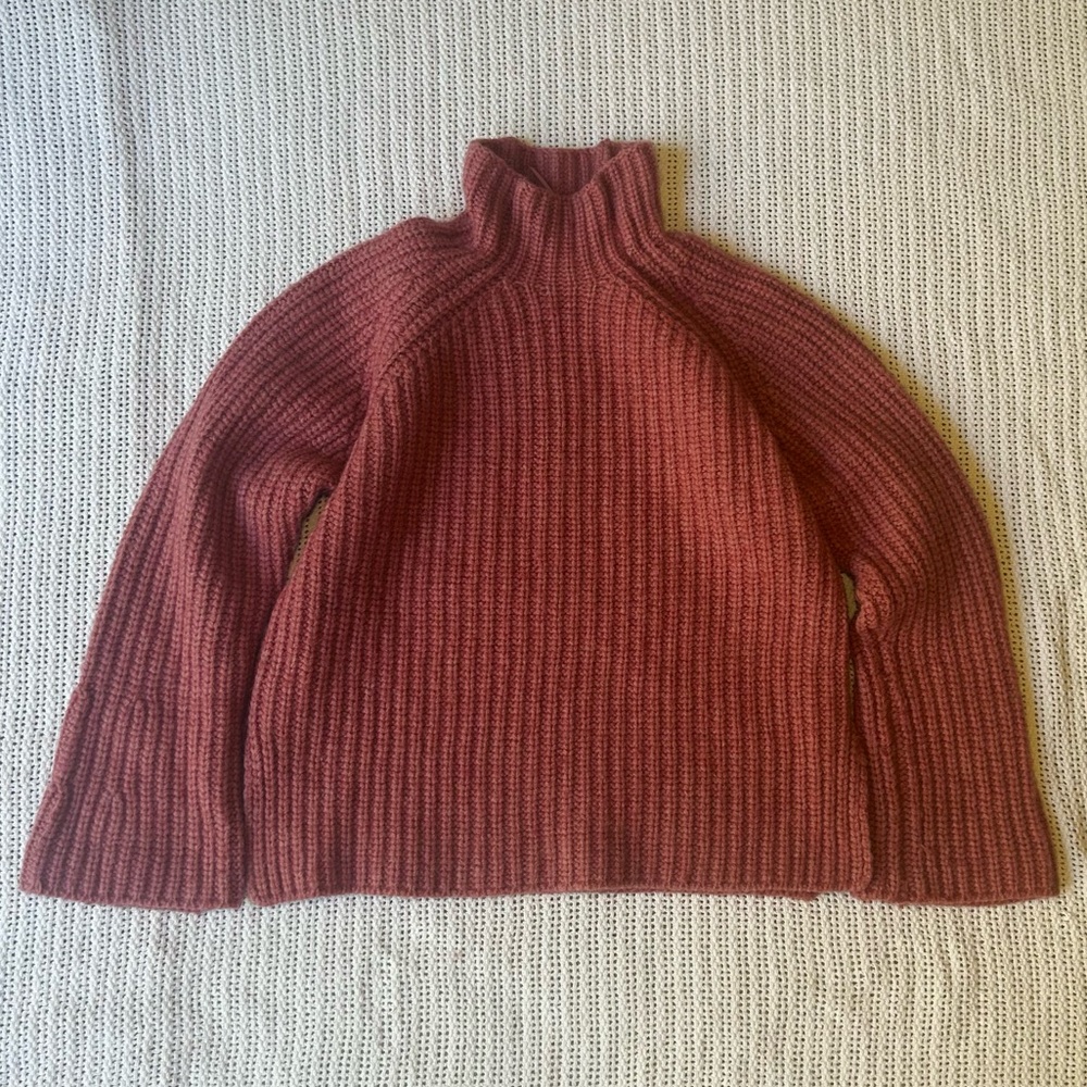 ZARA Ribbed Neck Chunky Knit Sweater Rose Mauve | Size M